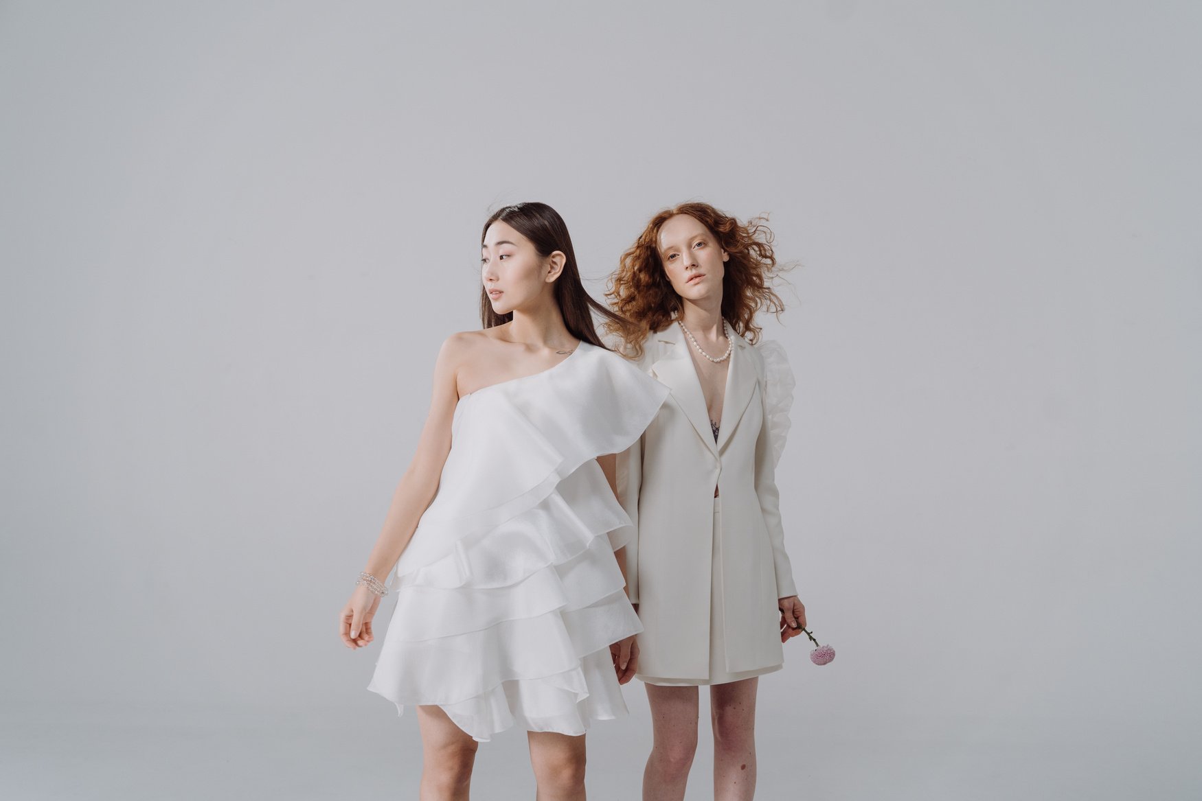 2 Women in White Dress