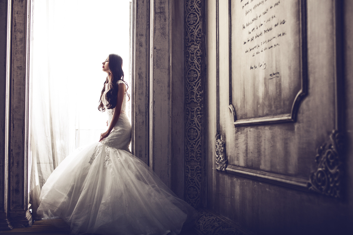 Bride in an Elegant Wedding Dress